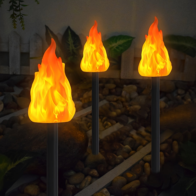 4 u 8 piezas de luces LED solares con efecto de llama parpadeante, lámparas de jardín que se encienden automáticamente del atardecer al amanecer, ideales para decoración exterior en jardines, céspedes, patios y paisajismo festivo, decoración de césped