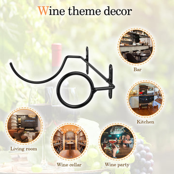Conjunto de 12 Soportes para Vino Metálicos en Espiral Negros - Montaje en Pared con Tornillos para Instalación Fácil, Almacenamiento Ahorrador de Espacio y Exhibición Decorativa