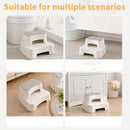 Taburete de Plástico de Dos Pasos en Un Paquete, Superficie y Base Antideslizante, Portátil con Tapa de Poliéster, Duradero, Multifuncional, Adecuado para Varios Tipos de Habitaciones, Baño, Cocina y Entrenamiento Higiénico, Apilable
