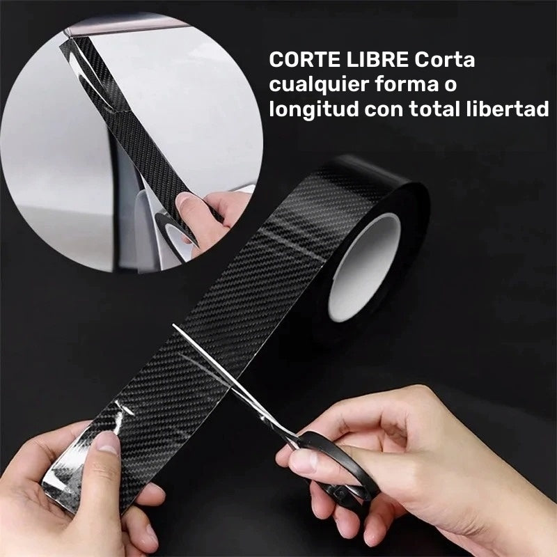 Rollo de Cinta Protectora para Borde de Puerta de Coche en Fibra de Carbono Nano 3D, PVC Impermeable y Resistente a Arañazos con Adhesivo, Película Anticolisión Universal, Color