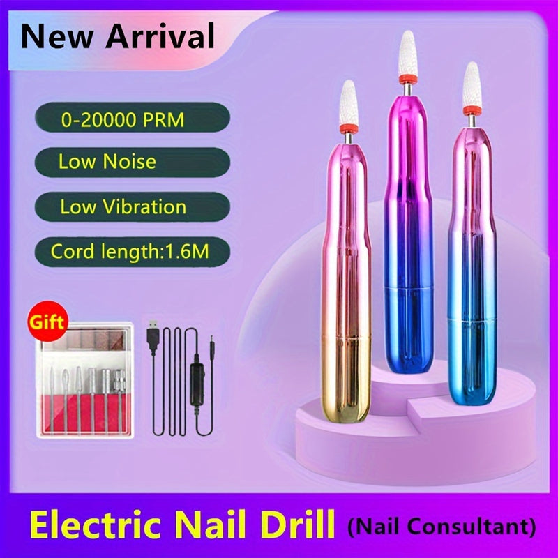1pc Duofu Profesional Conjunto de Taladro Eléctrico para Uñas, con alimentación USB, Archivo de Uñas y Cortadora, Bajo Ruido y Vibración, Herramienta de Manicura Portátil para Hogar y Uso en Salón, Ideal Regalo para Mujeres y Consultores de Uñas