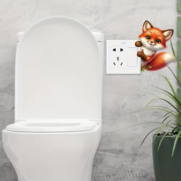 1pc Pegatina de pared de zorro pequeño divertido para interruptor, decoración del hogar con temática de animales creativa, calcomanía de vinilo duradera, fácil aplicación, decoración estética del hogar, decoración de la habitación, embellece tu hogar