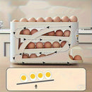 Estante de huevos giratorio de 4 capas - Diseño de puerta lateral que ahorra espacio, puede contener 30 huevos, acabado brillante y liso, asa conveniente, adecuado para almacenamiento en cocina y refrigerador | Accesorios de cocina modernos | Material pl