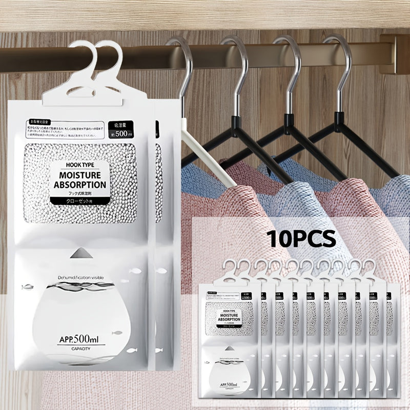 10pcs AAP 500ml Bolsas Absorbentes de Humedad Multiusos con Carbón Activado - Purificador de Olores y Deshumidificación Duradera para Armarios, Gabinetes y Almacenamiento - Ideal para Uso en Hogar, Dormitorio, Oficina y Hotel