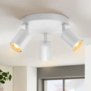 3 luces redondas de techo LED, blanco giratorio GU10 - Moderno hierro y acabado pulido, montaje semi-inclinado, cableado, múltiples componentes, control de interruptor para cocina, dormitorio, sala de estar - Luces no incluidas, iluminación para el hogar