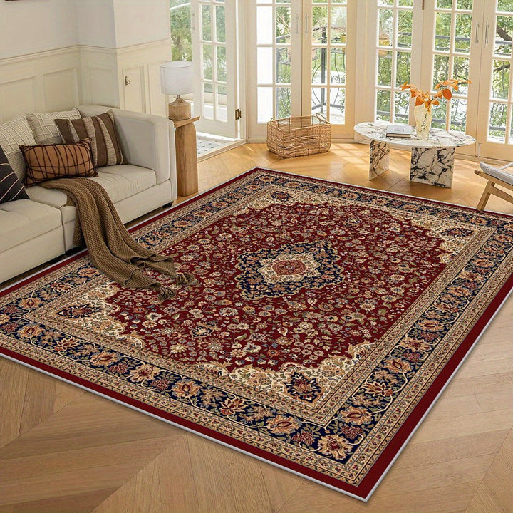 Alfombra de área de terciopelo de cristal bohemio de lujo, 100% poliéster, lavable a máquina, antideslizante, gruesa y esponjosa, estampado floral geométrico moderno para sala de estar, dormitorio, entrada - Uso en interiores