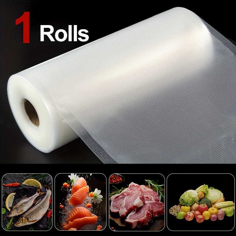 Rollo de Bolsas para Sellador al Vacío - Longitud de 5m, Ancho Personalizable para un Almacenamiento y Frescura Óptimos de los Alimentos, Ideal para Cocinas Domésticas y Comerciales, Material PE+PA, Uso Desechable, Perfecto para Salmón, Carne, Verduras y