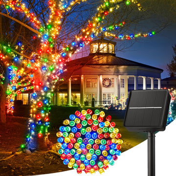 Luz decorativa Solar 5/22M con 20/200 bombillas, cadena de luces de escenario de paisaje solar para exteriores, 8 modos de iluminación, fácil de instalar luz decorativa de patio, adecuada para Navidad, valla de jardín, pabellón de patio, fiesta, boda y d