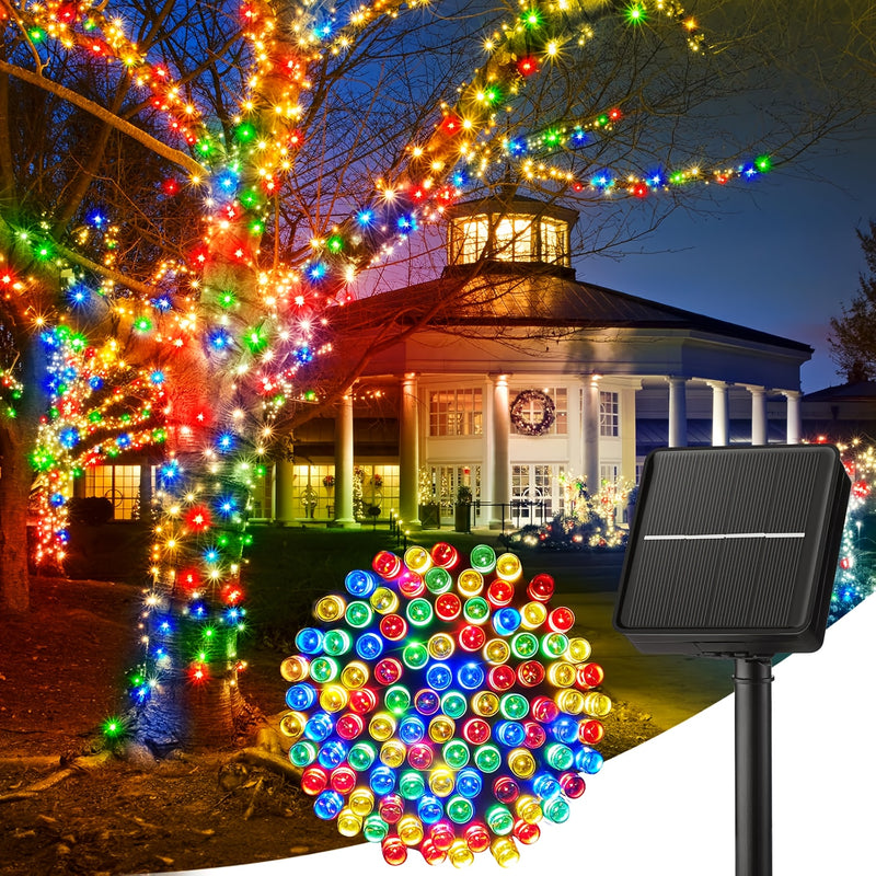 Luz decorativa Solar 5/22M con 20/200 bombillas, cadena de luces de escenario de paisaje solar para exteriores, 8 modos de iluminación, fácil de instalar luz decorativa de patio, adecuada para Navidad, valla de jardín, pabellón de patio, fiesta, boda y d
