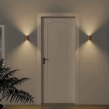 1 pieza de luz nocturna de escalera moderna de madera, accionada por batería recargable, con sensor de movimiento y LED, ideal para pasillos, techos, sótanos, armarios y cajones - Diseño temático espacial con iluminación ajustable, batería recargable, no
