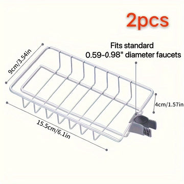 Organizador de esponjas para grifo de cocina, jabonera y porta cepillos de acero inoxidable, ideal para baño o cocina