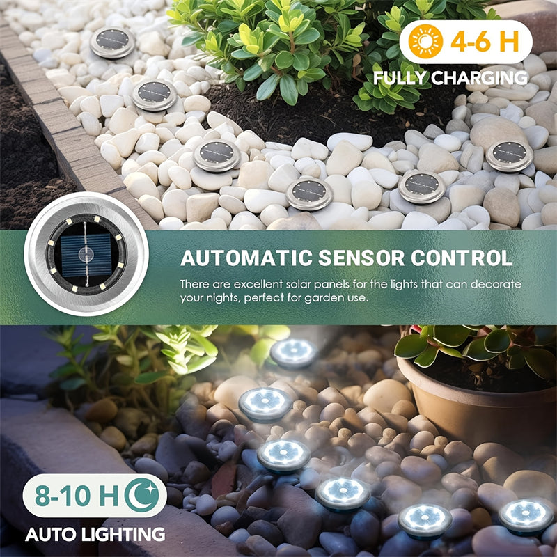 10 Piezas de Luces Solares Inteligentes para Jardín, Estanque y Camino, Resistentes a Altas Temperaturas y Frío Helado, Iluminación Exterior con Larga Durabilidad, Luz Cálida o Blanca Dual Opcional