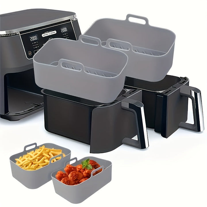 1/2 piezas de bandeja de silicona para freidor de aire - Rectangular, fácil limpieza y cocina saludable, para freidores de aire, hornos y bandejas de horneado - Gran regalo para cocineros y amantes de la repostería, el gadget perfecto para la cocina