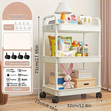 Carrito de almacenamiento rodante de 5 niveles - Gran capacidad, organizador multifuncional con ruedas para sala de estar, dormitorio, cocina, oficina - Plástico duradero, fácil montaje, esenciales para la organización del hogar, carrito de almacenamient