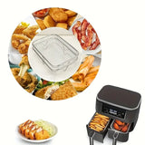 Canasta de Acero Inoxidable para Freidora de Aire, Rejilla Multifuncional Rectangular para Horno y Microondas, Herramienta de Cocina Apilable Segura para Alimentos, Compatible con la Mayoría de las Freidoras de Aire, Ideal para Pollo Frito Crujiente, Pap
