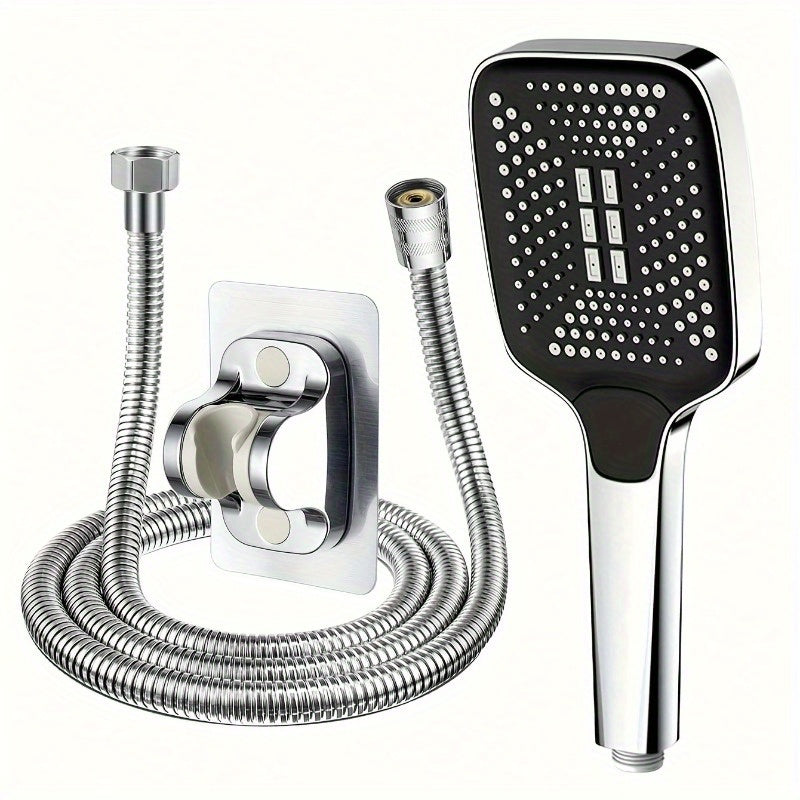 Juego de cabezal de ducha de alta presión cuadrado con manguera de 59" - Montaje en pared, instalación fácil, material ABS, flujo de agua mejorado para un refrescante mejoramiento del baño, accesorio de baño.
