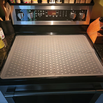 1pc Cubierta de Estufa Premium de Silicona - Resistente al Calor hasta 500°F, Diseño Antideslizante en y Gris para Cocinas Eléctricas/Vidrio, Protector Multiusos y Secador de Utensilios, Prevención de Arañazos/Datos, Accesorio Elegante para Cocina, Durad