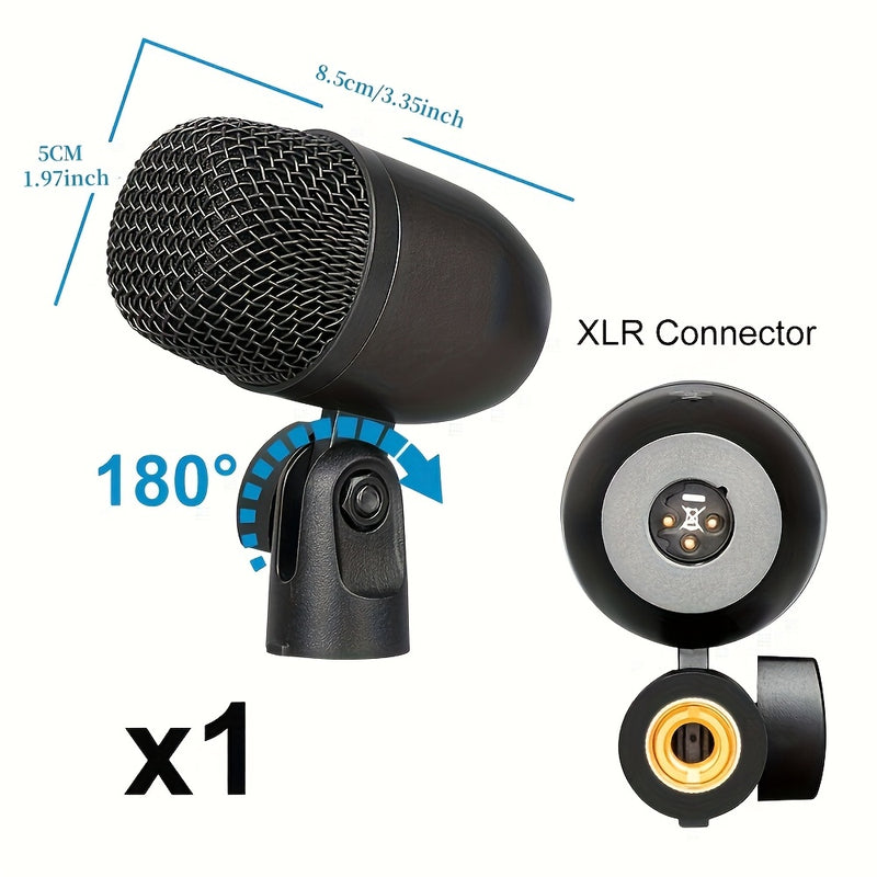 Kit de Micrófono Dinámico con Cable DEPUSHENG 7pcs - para Bajo/Tom/Snare/Hi-hat Cymbals, Soportes y Clips Roscados