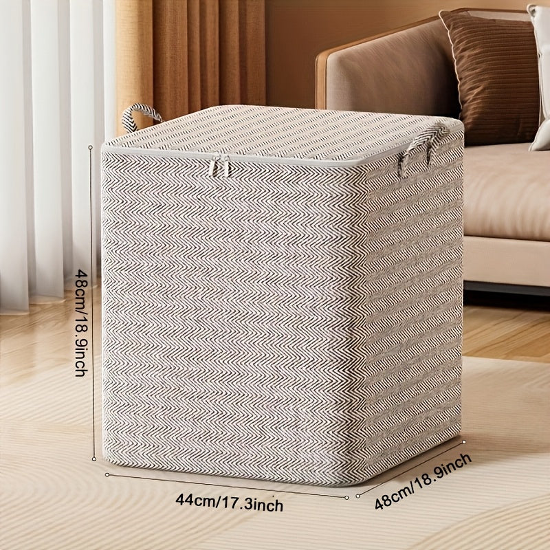 Juego de 3 Cajas de Almacenamiento Modernas con Diseño en Cuadros - Organizador Rectangular Multiusos de 110.0 L, Antipolvo y con Doble Cremallera y Asas, Adecuado para Ropa, Mantas, Mudanzas y Viajes, Almacenamiento Debajo de la Cama