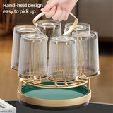 1 Portavasos Giratorio - Diseño de Hierro Elegante con Base Dorada, Sostiene 6 Tazas, Ideal para Encimeras de Cocina y Baño, Seguro para Lavavajillas, Almacenamiento de Tazas Colgantes