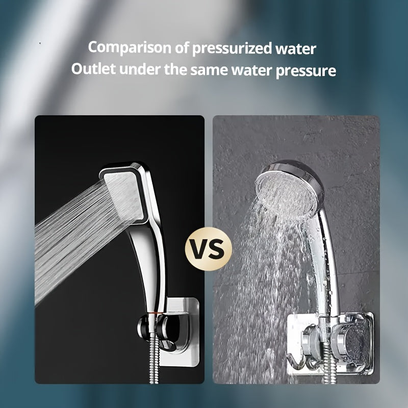 Cabezal de ducha de lluvia a alta presión con 300 agujeros - Ahorro de agua, sin pilas, incluye manguera de 139.7 cm - Instalación en pared o manual, diseño rectangular, boquilla de aspersión presurizada - Ideal para baños modernos