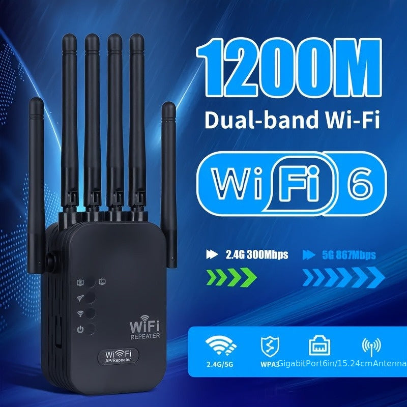 Amplificador de señal WiFi negro de 12000 metros - Extensor de red inalámbrica de banda simple de 2,4 GHz, receptor, enchufe de EE. UU., 100V-240V, no necesita batería para estimulación de red inalámbrica en dormitorios de oficina en casa