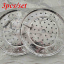 3 piezas de rejillas de acero inoxidable para vapor, insertos de vapor redondos univer, para olla de caldo, soportes de bandeja de vapor de cocina, con accesorios de rejilla de enlatado sin carga para artilugios de cocina para el hogar