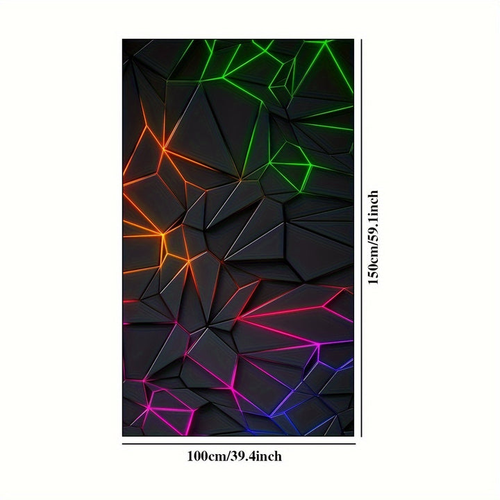 Alfombra gruesa de terciopelo con diseño ciberpunk y patrones geométricos en verde, azul, naranja y morado, 6 mm de grosor, ideal para decoración de salas de juegos y hogar, solo lavado a mano