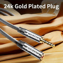 Cable de extensión de audio de alta fidelidad de 3,5 mm, chapado en oro de 24K + trenzado de nailon, compatible con para for iphone/para for ipad/dispositivos Android - RIKSION, conector masculino a masculino, cable de audio portátil | Cable de auricular