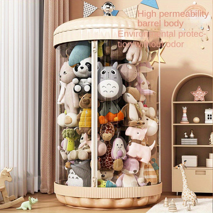 11 escenas disponibles, recipiente transparente con cremallera de gran capacidad cilíndrica para almacenar muñecas - artefacto de almacenamiento de muñecas