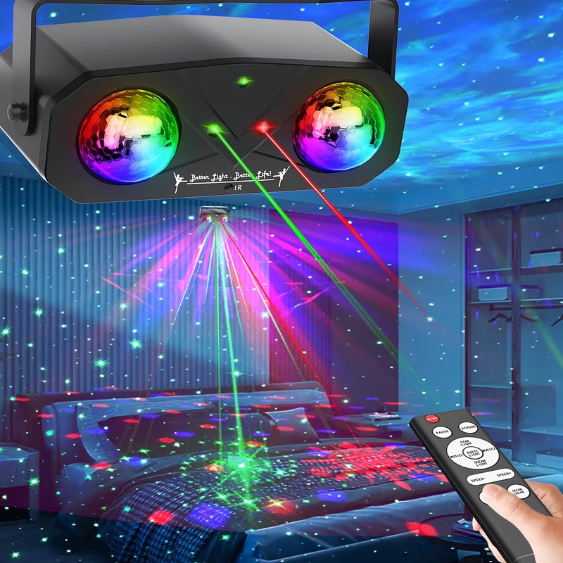Luces de Fiesta USB con 2 Bolas Mágicas - Efectos Láser y LED, para Hogar, Eventos, Citas - Lámpara Disco Compacta sin DJ, Decoracións para Fiestas, Ambiente Dinámico, Proyección de Alta Calidad, Decoración del Hogar