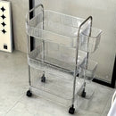 Carrito de almacenamiento acrílico transparente de 3 niveles con ruedas giratorias de 360°, diseño duradero y ahorrador de espacio para organización en el hogar y el baño, incluye 3 contenedores transparentes, solución de almacenamiento para baño, carrit