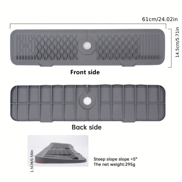 1 Protector de Salpicaduras para Grifo de Cocina de Silicona, 60.96x14.48 cm, Antisalpicadero, Fácil de Limpiar, Bordes Plegables, Secado Rápido, Apto para Cocina, Baño, Casa de Campo, RV, Accesorio de Cocina