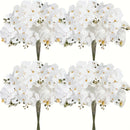 5 unidades de flores de orquídea artificiales LuxeArt, Phalaenopsis blancas con acentos de Acacia, arreglos florales de plástico para Navidad, Halloween, Pascua, Janucá, decoración de Acción de Gracias