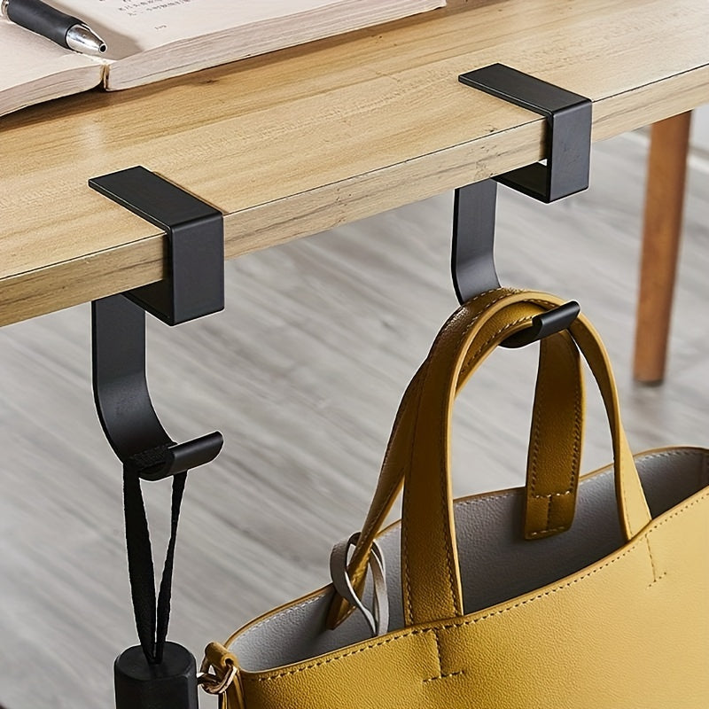 1pc Organizador de Ganchos para Escritorio de Aluminio - Colgador de Bolsas Sin Taladro con Diseño Antideslizante, y Blanco Elegante para Oficina o Estudiante (Uso Doméstico y Profesional), Solución de Almacenamiento de Bolsas, Fácil Instalación, Ganchos