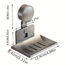 Porta jabón de pared, moderno y sencillo, color gris metálico, forma rectangular, con ventosa, para baño, ducha o inodoro, 1 unidad