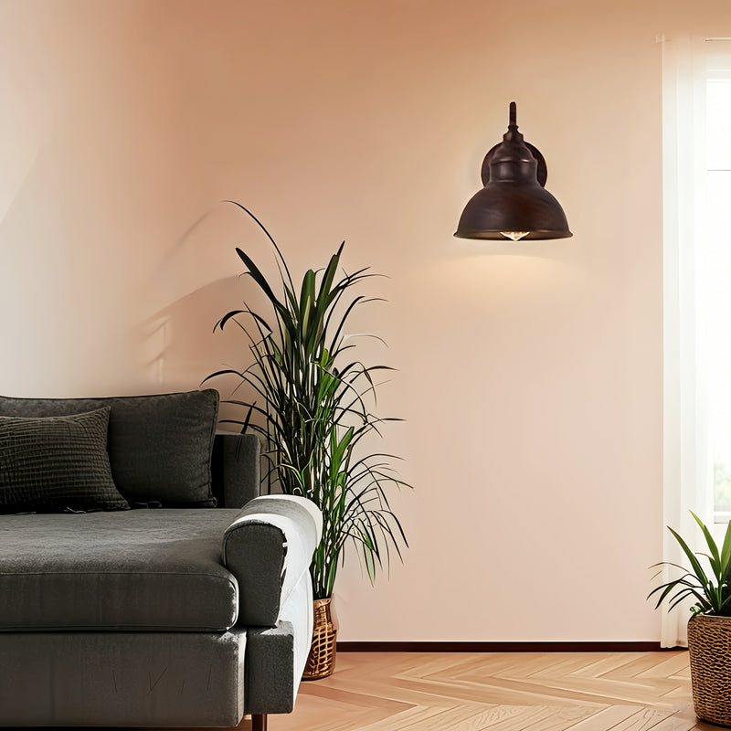 1 pieza, lámpara de pared industrial para granja, fijo en la pared, retro, base de bombilla E26/E27, acabado metálico pulido, ideal para dormitorio, pasillo, decoración de porche, no incluye bombilla, iluminación de pasillo | Lámpara de pared moderna | L