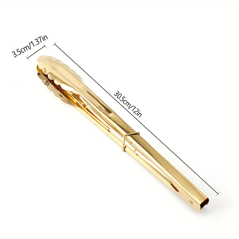 1 pieza/3 piezas de pinzas de acero inoxidable bañadas en oro, pinzas resistentes al calor con seguro, elegante agarradera para cocina, ideal para ensaladas, pan y buffet - Accesorio esencial para Ramadán