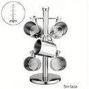 1pc Soporte de árbol de taza de acero inoxidable, acabado pulido, soporte de 6 tazas, con base antideslizante, para almacenamiento de tazas de café y té, mesa plana, encimera de cocina y mesa de gabinete