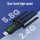 Adaptador sin varillas USB VSZAPOWER de Doble Banda 1300Mbps - Wireless 5.3 & Wi-Fi 6.8, Internet de Alta Velocidad Simultánea, Sin Necesidad de Controladores Plug & Play, Funcionamiento sin Interferencias para PC Portátil y Escritorio, Adaptador Wifi pa