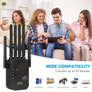 Amplificador de señal WiFi para hogar - Extensor de Internet, amplificador de WiFi, alcance largo hasta 12880 pies cuadrados y 120 dispositivos, repetidor de WiFi.