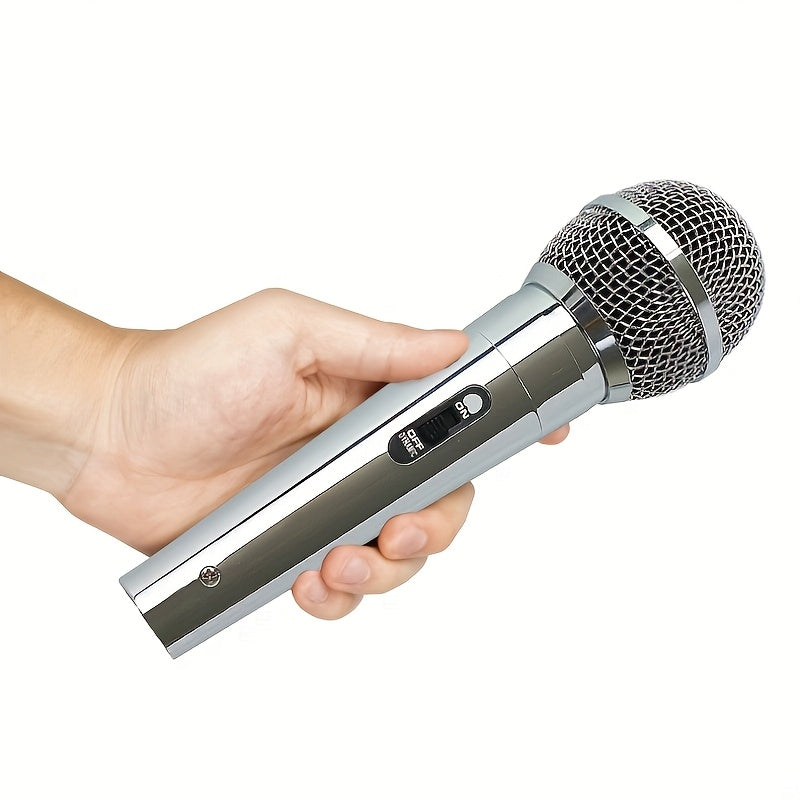 Micrófono de bobina móvil con cable universal, micrófono de karaoke clásico plateado con altavoz de varilla extensible, micrófono de mano para grabación con altavoz portátil, compatible con mezcladoras, DVD, grabaciones, transmisiones en vivo, altavoces