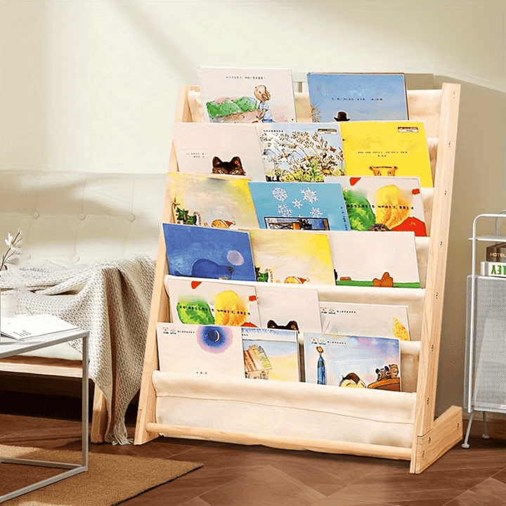 Estantería de Madera de Pino de 7 Niveles para Ahorrar Espacio - Estante de Exhibición de Fácil Acceso para Dormitorio, Sala de Juegos y Aula, Estantes Utilitarios