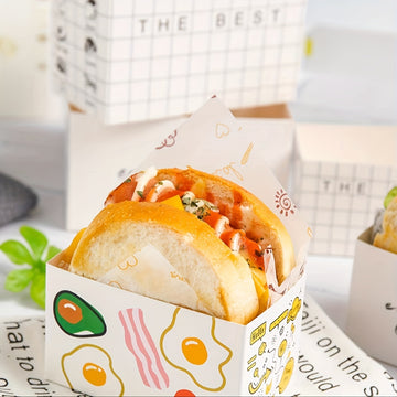 100 piezas de cajas para emparedados, bolsas gruesas para tostadas de huevo, loncheras, cajas desechables para hamburguesas, cajas de papel para postres y repostería