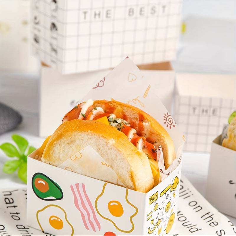 100 piezas de cajas para emparedados, bolsas gruesas para tostadas de huevo, loncheras, cajas desechables para hamburguesas, cajas de papel para postres y repostería