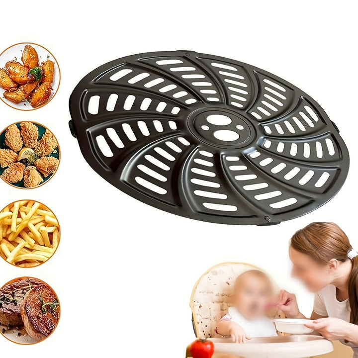 Plato de Parrilla para Freidora de Aire Gourmia de 6QT - Compatible con los Modelos GAF698 y GAF686, Revestimiento Antiadherente Duradero, Ideal para Asar Verduras, Carnes y Papas Fritas, Utensilio de Cocina Circular