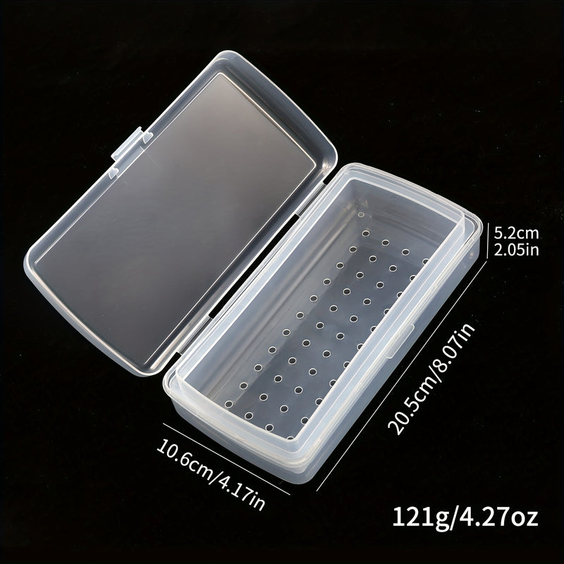 1 caja de esterilización de uñas - bandeja de almacenamiento de esterilización rápida con compartimentos, ideal para uso en salones de uñas y organización de decoración, material PP duradero, transparente rosa/azul/verde, accesorios de arte de uñas