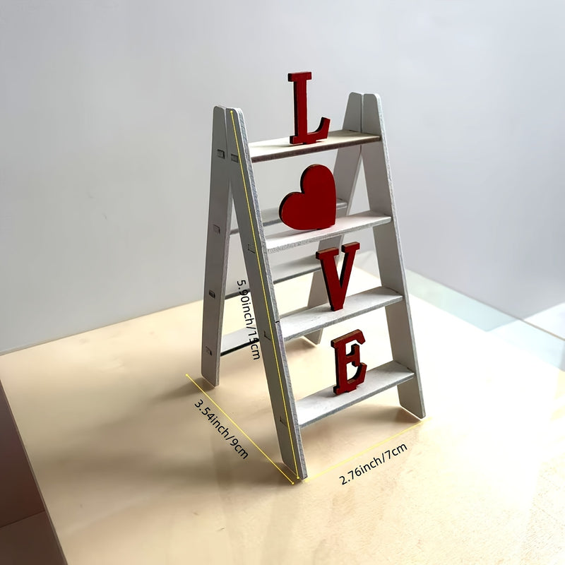 Un modelo de escalera de madera con amor, carta de amor, pieza decorativa DIY, caja de manzana hecha a mano, adecuada para exhibición en escritorio, escritorio de oficina y decoración de estudio.