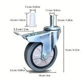 Conjunto de 4 ruedas giratorias de metal pulido, con ruedas de goma de alta resistencia de 10.16 cm con frenos, ideales para carros y carretillas universales en hoteles, restaurantes, oficinas, supermercados, estantes de secado y equipos domésticos