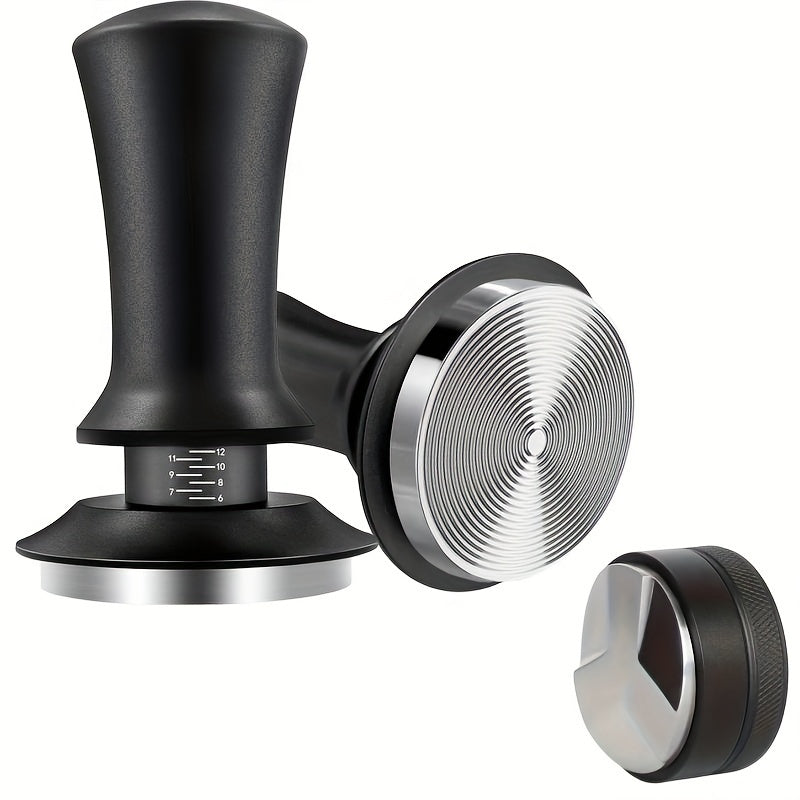 Apretador de Espresso de Acero Inoxidable Premium - Profundidad Ajustable, Resorte de Calibración, Perfecto para Baristas y Uso Doméstico